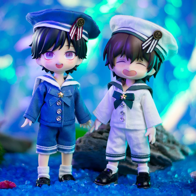 Ob11 Clothes Navy Doll Suit School Uniform Doll Sailor Suit Clothes Top Shorts Hat For Molly Gsc Doll p9 1 / 12bjd Doll / smile / /