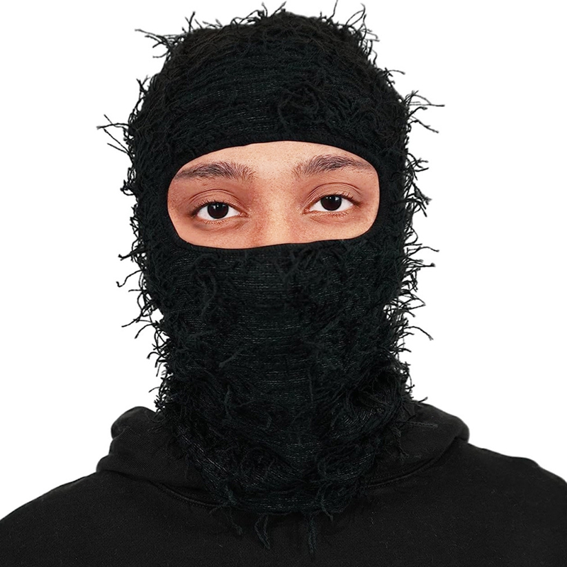 Distressed Knitted Caps Motorcycle Cool Balaclava Winter Warm Beanies Fleece Full Face Ski Mask Hip Hop Rock Beanie Cap Trending