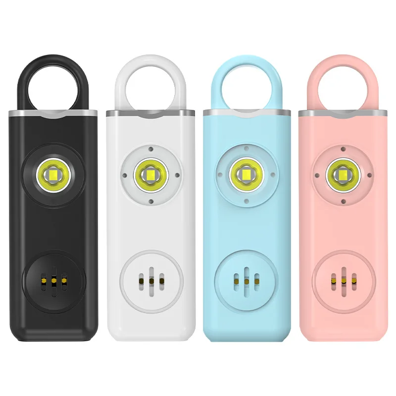 Self Defense LED Flashlight USB Rechargeable Keychain Light with Safety Alarm Protective Supplies Women Outdoor Emergency Tool