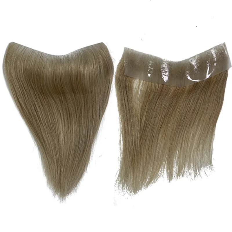 Invisible V Loop Human Hair Wigs 2.5x16 Colored V Front Men Toupee Mens Forehead Frontal Wig Thin Skin Pu Base V Style Hairline 241108