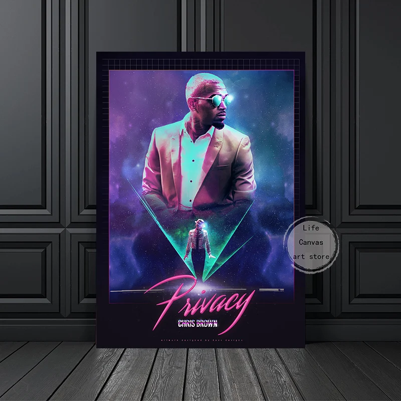Rapper Modern Music Cover Singer Chris Brown World Tour Nordic Art Poster Canvas Painting Wall Print Picture ddmysmile For Room Home Decor Smile