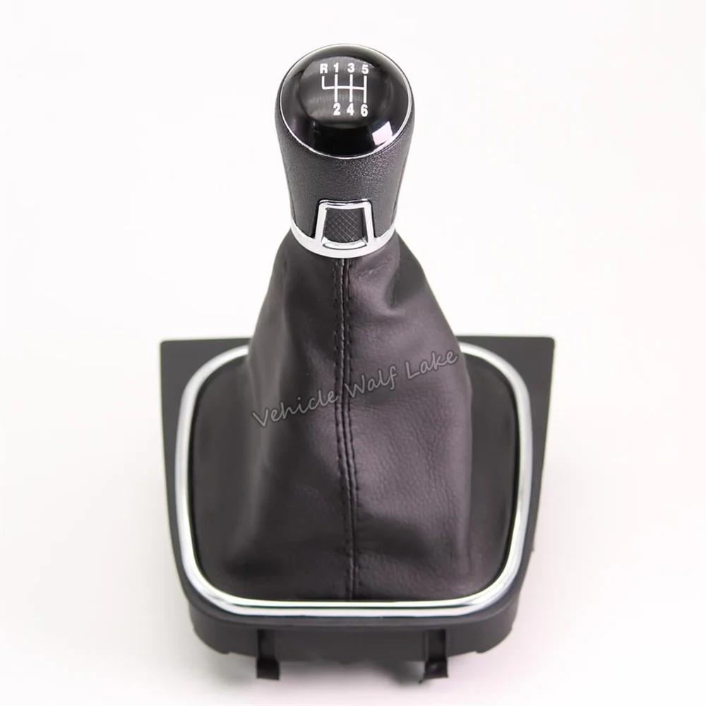 5 For VW Golf 6 Golf A5 5 Golf A6 6 R32 GTD GTI 2004-2013 Car 5 Speed 6 Speed Gear Stick Level Shift Knob With Leather Boot smile
