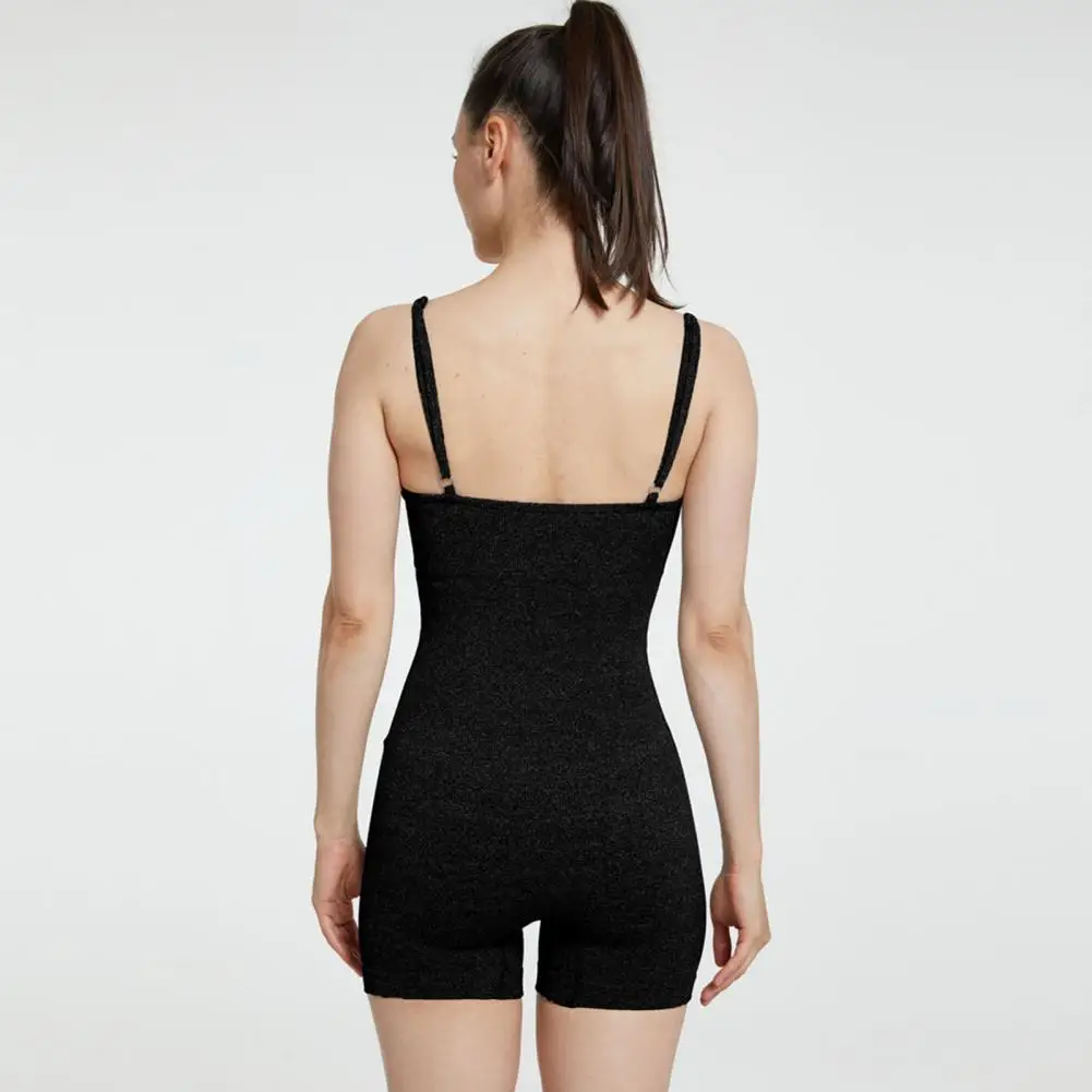 hot sale Elasticated Waist Rompers Stylish Women's Yoga Romper with Spaghetti Straps Butt-lifted Design for Pilates Jogging Exercise
