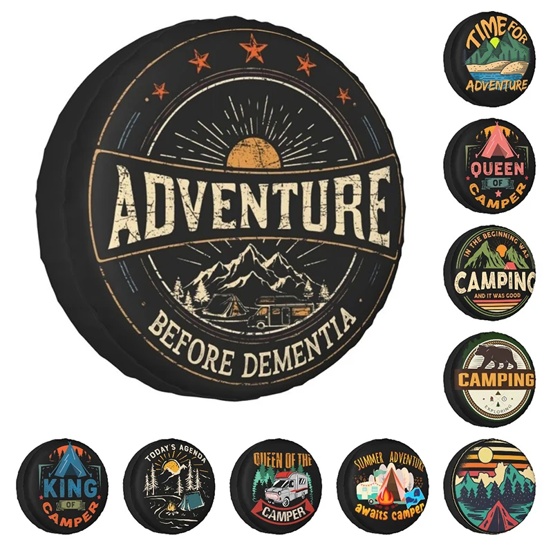 Funny Adventure Camper Travel Tire Cover for Honda CRV Jeep RV SUV Mountain Car Wheel Protector Covers 14" 15" 16" 17" Inch