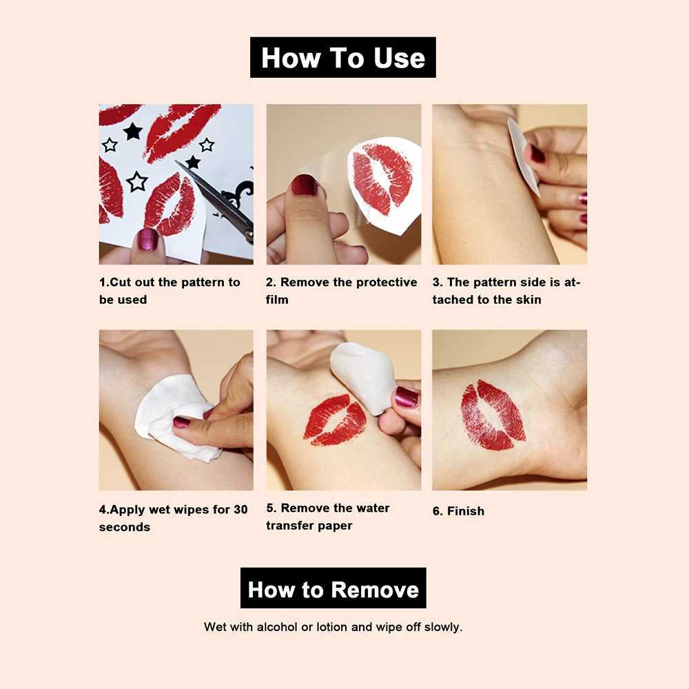 Waterproof temporary tattoo sticker paper flower rose peony geometric pattern body art arm fake tattoo sleeve women W250410