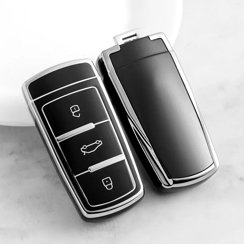 VW For CC Passat B6 B7 Passat 3C CC Sier Edge Car Remote Key Case Control Protective Cover Protecotr Fob Keyless smile