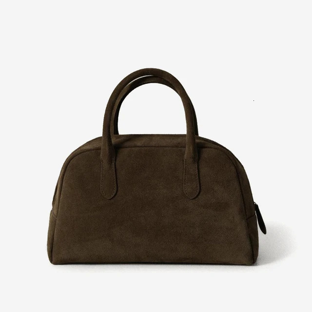 Genuine Suede Leather Top Handle Purse For Women Design Vintage Boston Handbag Fashion Bohemian Lady Phone Bag Zipper Style Check BagVoyage
