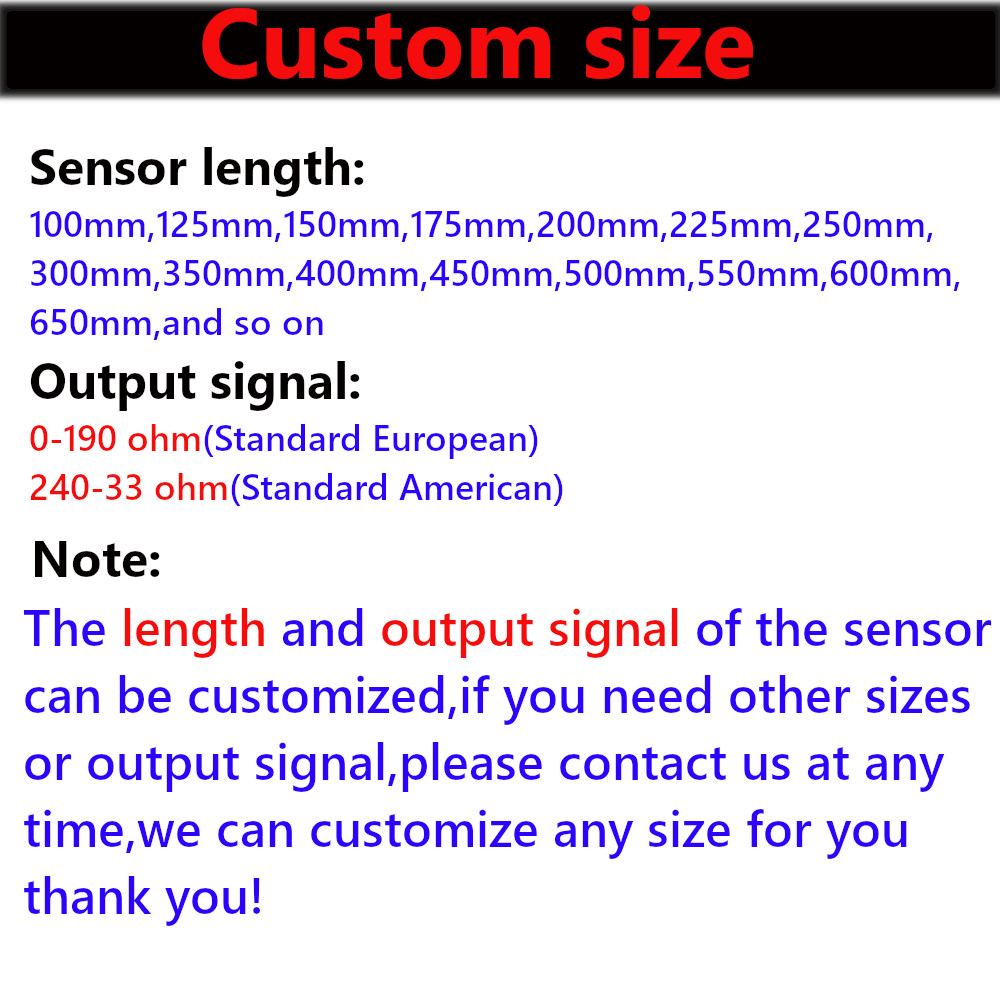 100/125/150/200/250/300mm Water Level Gauge Sensor fit 0-190ohm 240-33ohm 52mm Car Water Level Gauge Fuel gauge Fuel Sender Unit