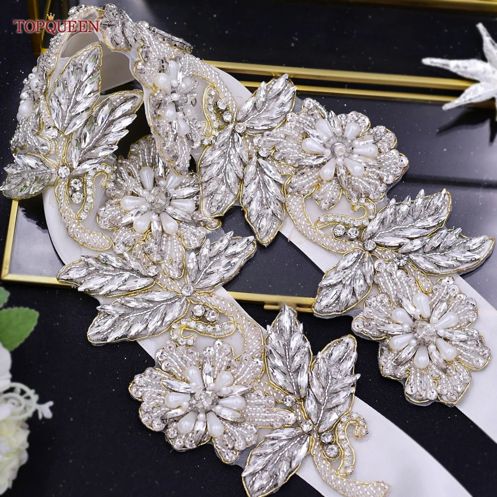 TOPQUEEN Bridal Belt Womens Water Diamond Belt Plus Size Tight Belt Jewelry Belt for Formal Dresses Crystal Wedding Belt S427 241108