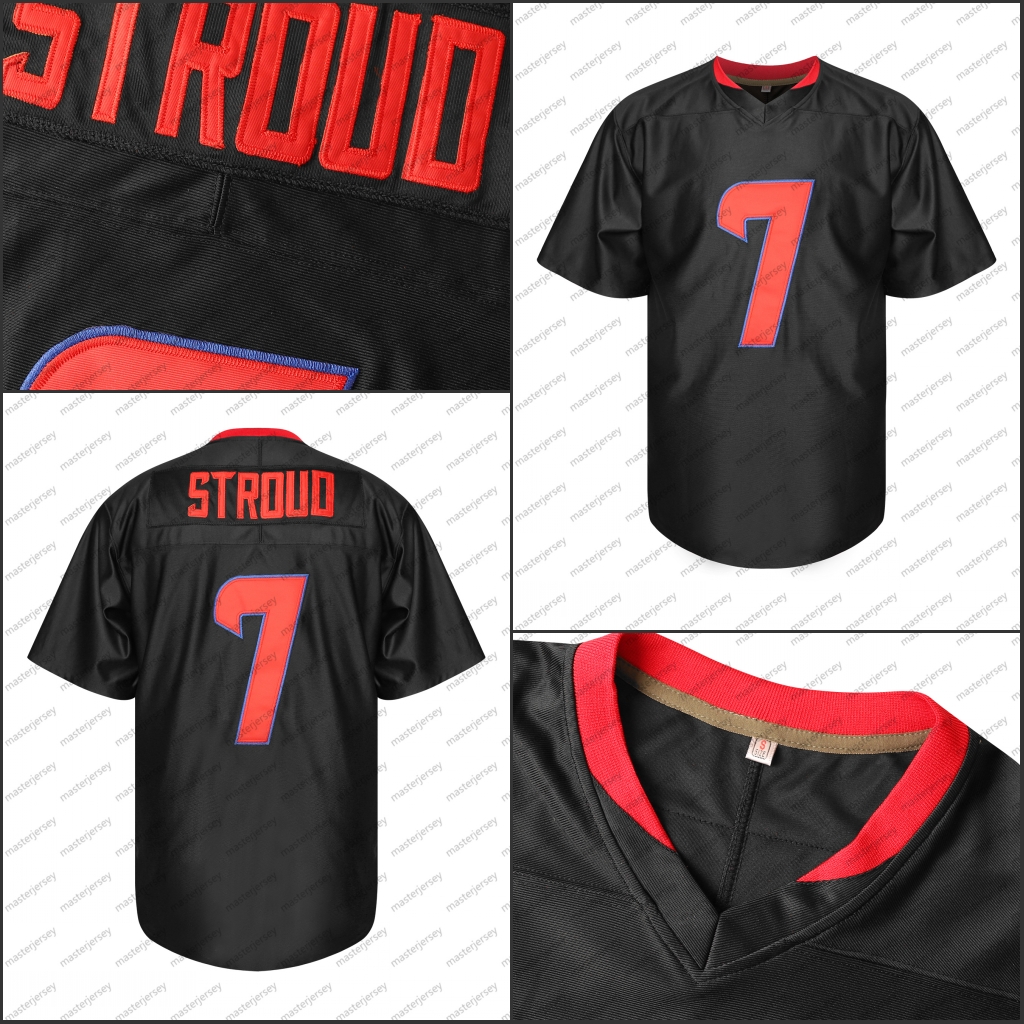 #7 CJ STROUD Comfy V-Neck Football Jerseys Men Mesh Embroidery for Training and Competition Breathable Moisture-Wicking Short Sleeve Top for Active je