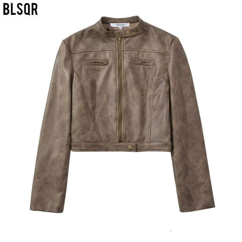 shanshi leather jacket women Autumn New Style Women's Pocket Making Used Motorcycle Jacket Leather Coat Women