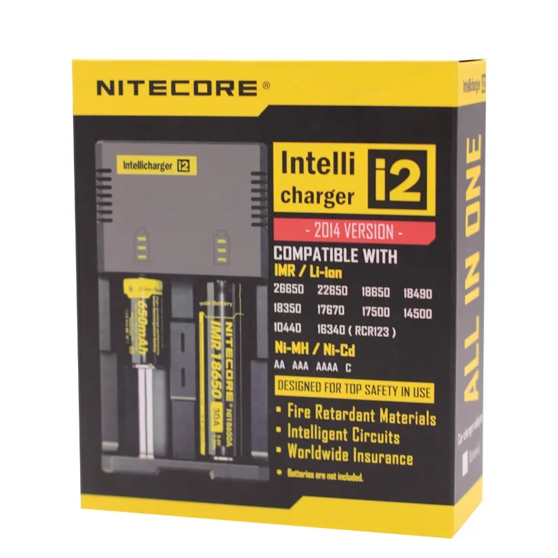 Original Nitecore I2 Charger Digicharger Battery Intelligent 2 Dual Slots Charge for IMR 14500 18650 26650 20700 21700 Universal Li-ion Battery Charge