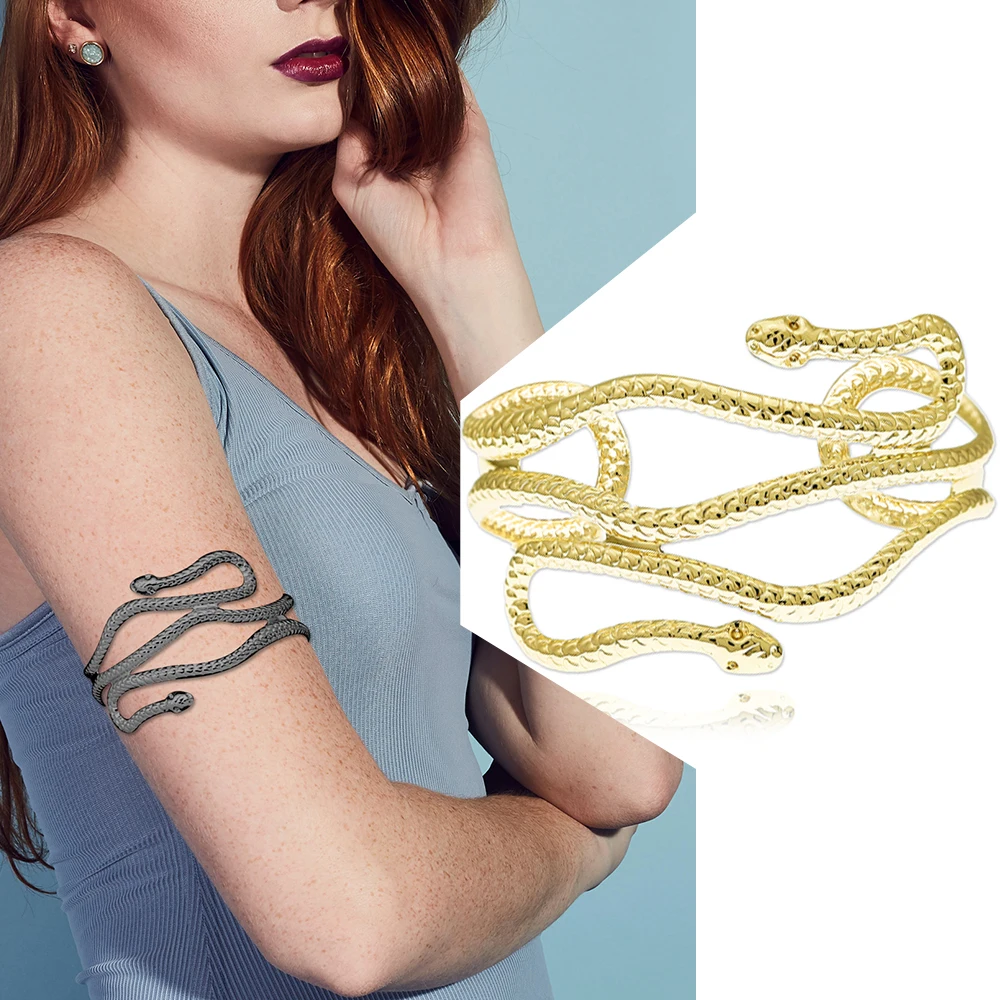 New Bohemian Swirl Snake Arm Cuff Bracelets Armlet Armband Big Wide Bangle For Women Men Jewelry Pulseiras Accessories Gifts