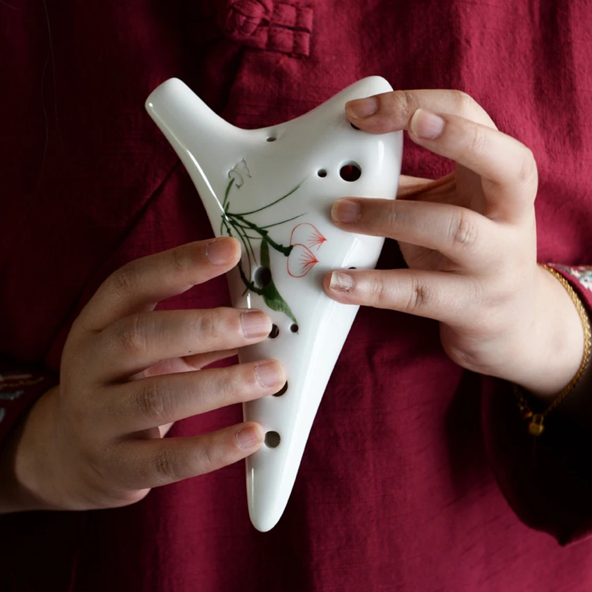 Ceramic Classical Musical Instrument Ocarina 12 Hole Kiln-fired Ceramic Alto C Painted Ocarina Flute smile