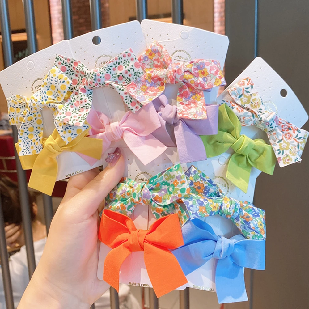 Floral Bow Colorful 2Pcs/Set Hair Clip For ddmysmile Baby Girls Cute Sweet Headwear Handmade Hairpin Hair Accessories Smile