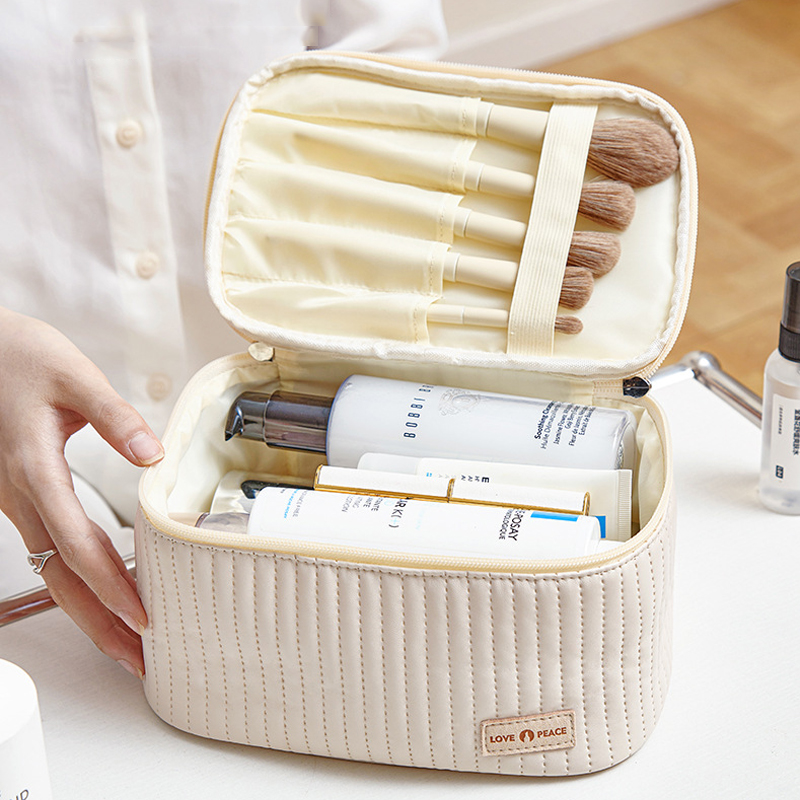 Large Bag Women's Cosmetic Capacity Makeup Bag Organizer PU Waterproof Portable Travel Wash Storage Organizer Makeup Pouch smile