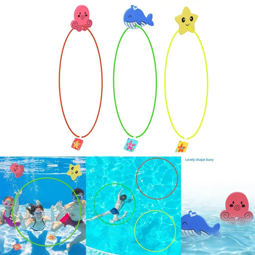 Beach 1/3Pcs Pool Summer Accessories Sinking Pool Toy Safety Training Dive Ring Set Swimming Pool Ring Swimming Aid ddmysmile Ring Smile