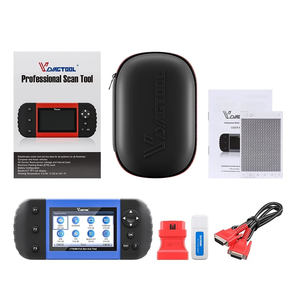 VT600 OBD2 Automotive Vdiagtool Scanner Tool ngine ABS SRS EPB Oil Service Reset Injector Coding For Car Diagnostic smile