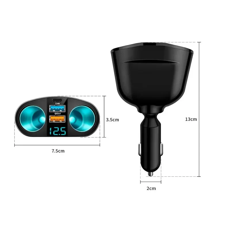 Multiple Devices Can Be Charged at the Same Time with Digital Display new Car Charg Dual-port 2025 Car Charger Adapter