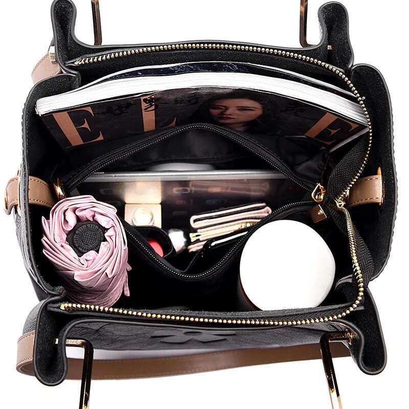 New Fashion PU Leather Textured Emed Pattern Bucket Bags Designer Large Capacity Women's Handbag Shoulder Bag