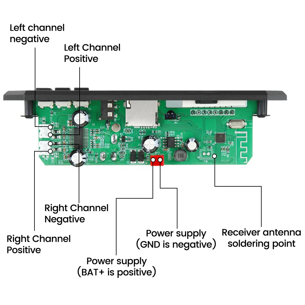 Bluetooth MP3 Decoding Board DC7V-24V Audio Remote Module Support TF Card USB FM Radio Module for Speaker Car MP3 Player