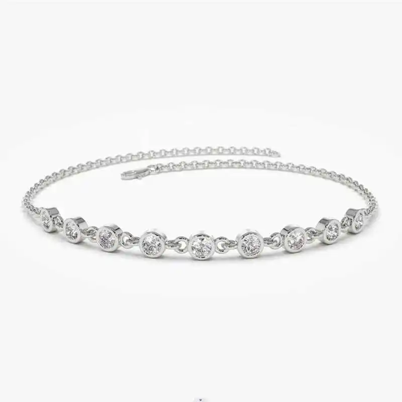 Moissanite Bezel Lnngy 3MM Bracelet Sterling Sier Adjustable Chain Bracelets for Women 2023 Trend Multilayer Wrist Jewelry smile