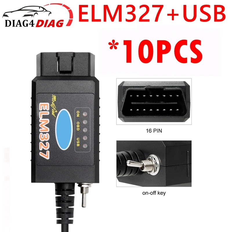 ELM327 V1.5 USB 10PCS PIC18F25K80 FTDI CH340 CAN /MS CAN For Forscan OBD2 Diagnostic can Switch OBD Scanner Car Diagnostic Tool smile /MS