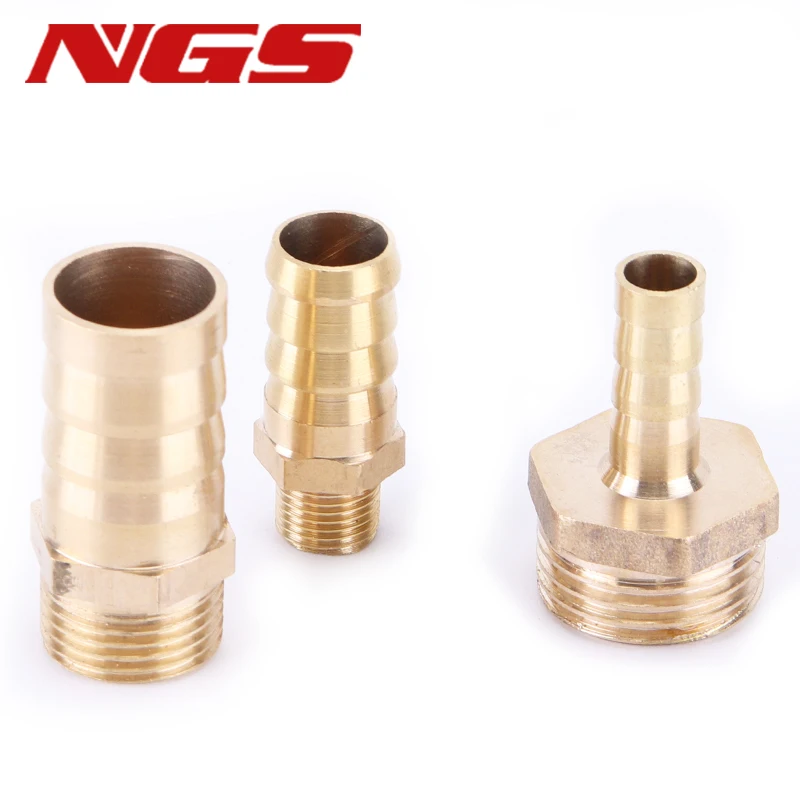 1/8" 1/4'' 3/8" 1/2" 3/4" Brass Male Thread Hose Barb Coupler Fitting Connector 14mm 16mm 19mm 25mm 32mm