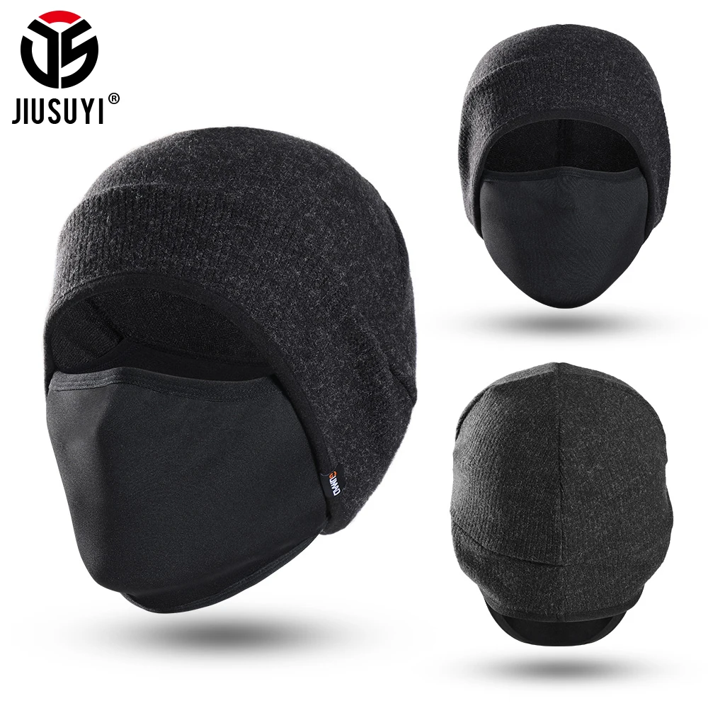 Ear 2-in-1 Winter Hat Warmer Men Women Windproof Face Mask Cover Bandana Ski Running Cycling Sports Helmet Liner Caps Men Women smile