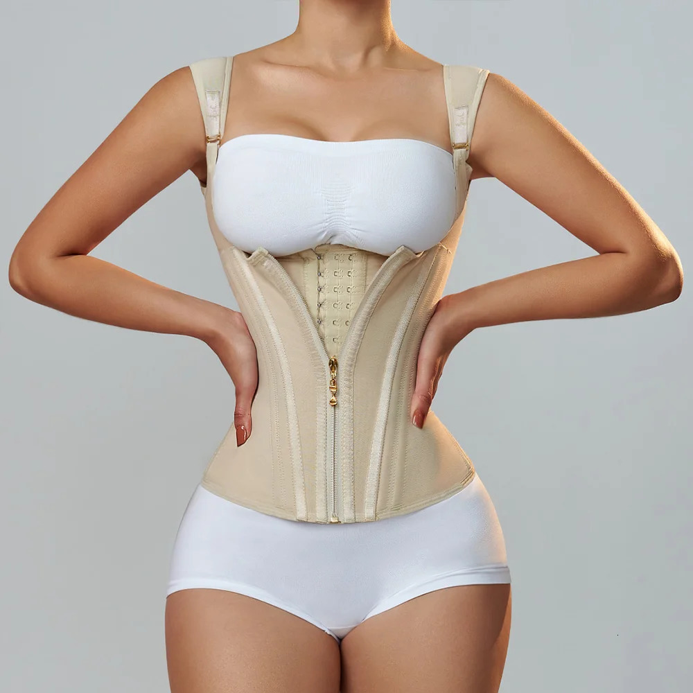 Fajas Colombians Girdles With Row Buckle and Zipper Postpartum Corset Waist Trainer Body Shaper For Women Sexy Shaping Curve 240327