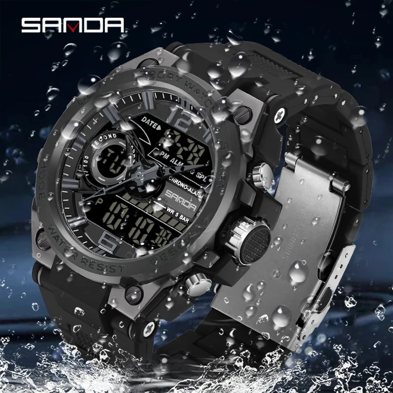 New ddmysmile Sports 9010 SANDA Men's Watches Top Brand Quartz Watch Men Waterproof S Shock Male Clock Relogio Masculino Smile