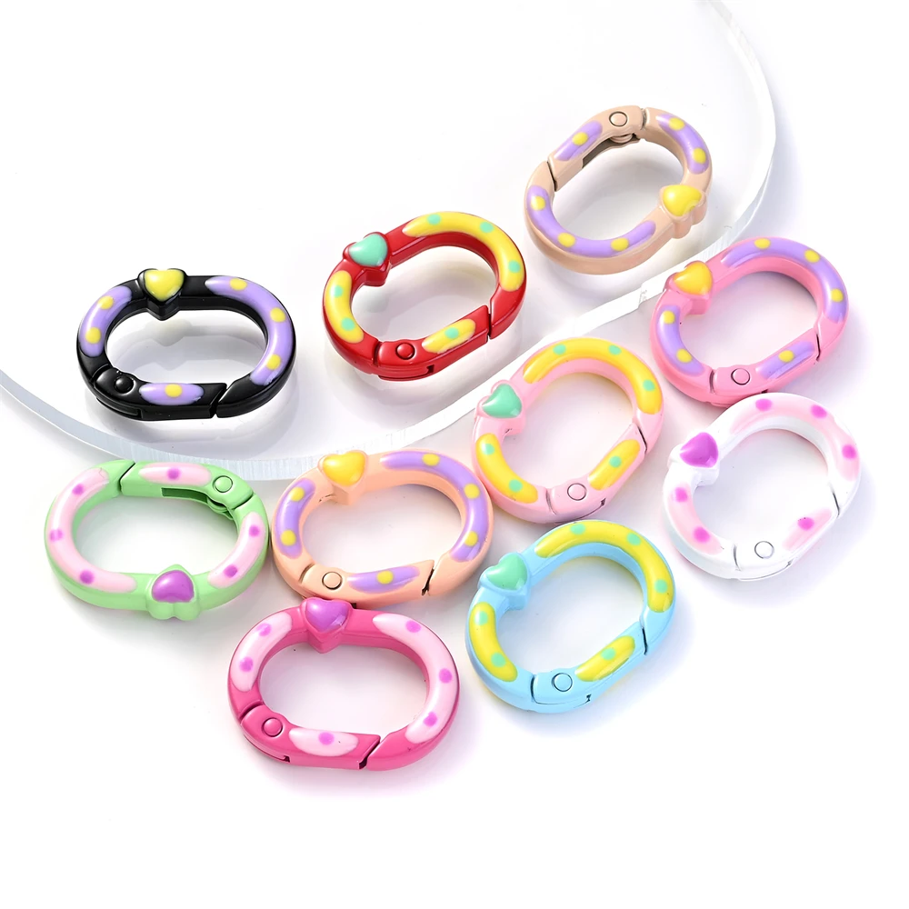 5Pcs 21X28mm oval Ring Spring Gate Lobster Clasp DIY Carabiner Keychain Bag Clips Hook Making Dog Chains Findings Supplies