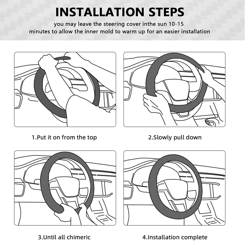 Elantrip Leather Large Steering Wheel Cover 15 1/2 to 16 inch Soft Grip Breathable for Car Truck SUV Jeep Anti Slip Black