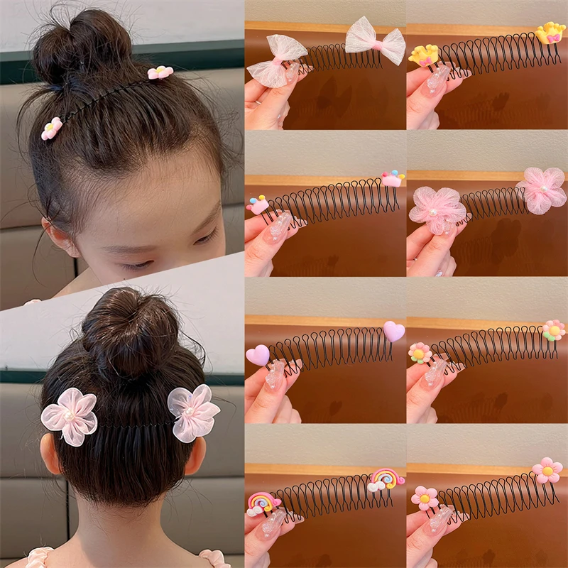 Children Hair New 2023 Combs Broken Hair Clips Girls Candy Color Sweet Cute Flower Alloy Bangs Broken ddmysmile Hairpins Hair Accessories Smile
