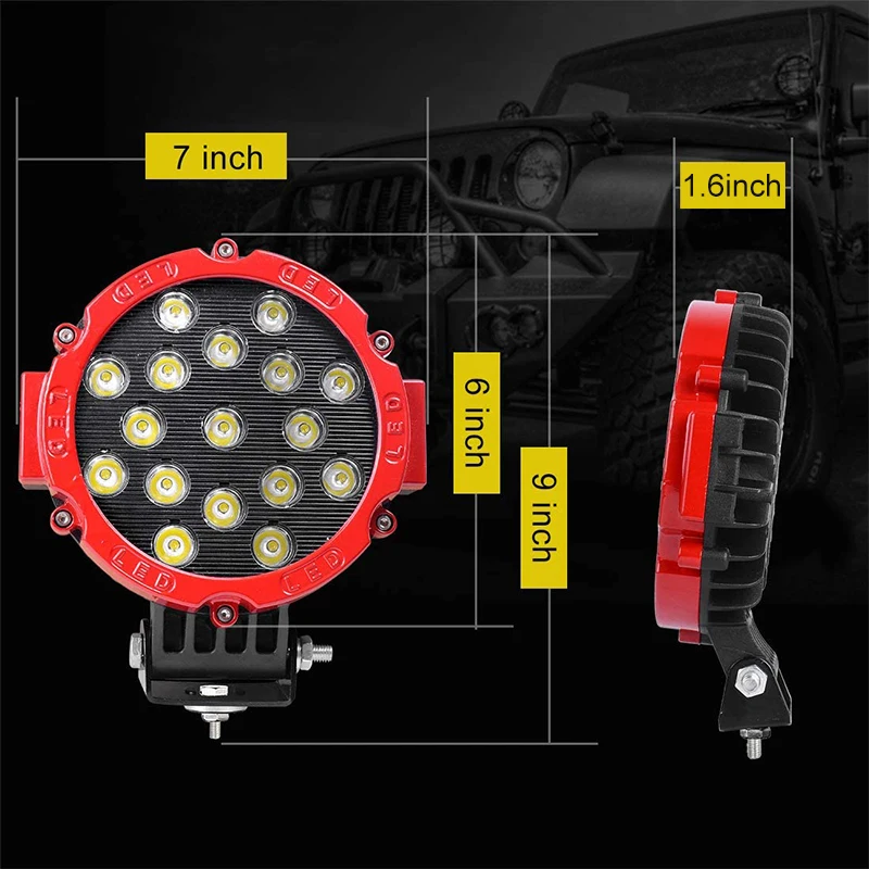 OKEEN 7inch led light bar 51W 4x4 accessories off road Round Spot Headlight Fog Light for Truck Car ATV SUV Waterproof 12V