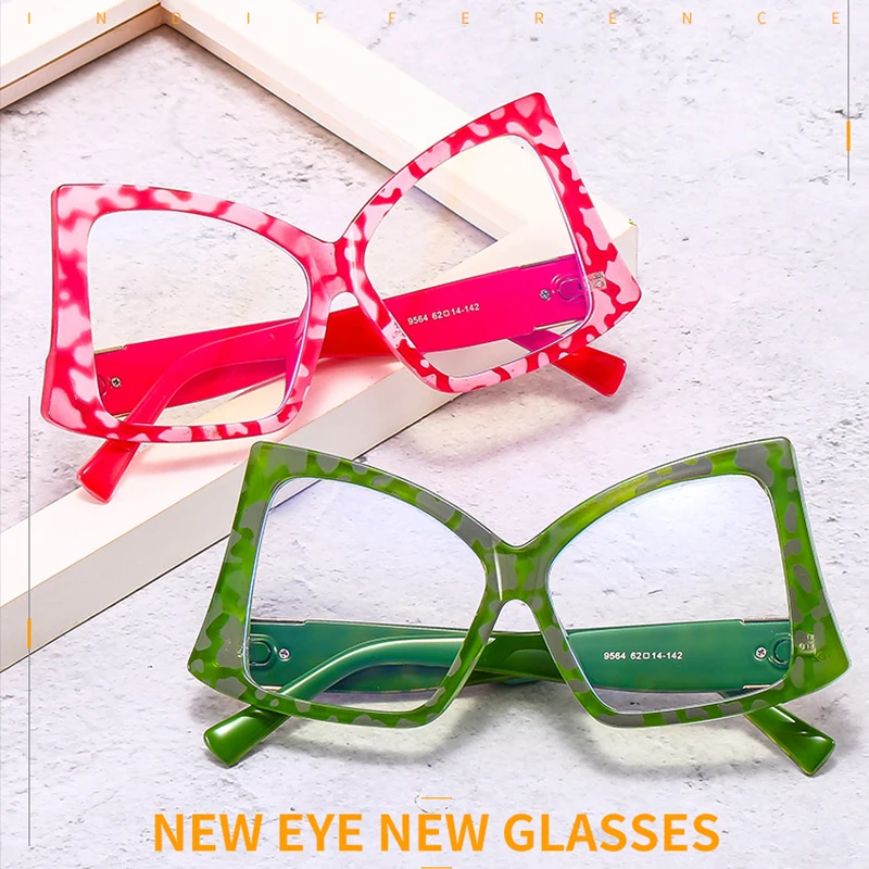 Irregular Reading Oversized Square Glasses Men ddmysmile Women New Trendy Optical Big Frame Anti Blue Light Presbyopia Eyeglasses Orange Smile