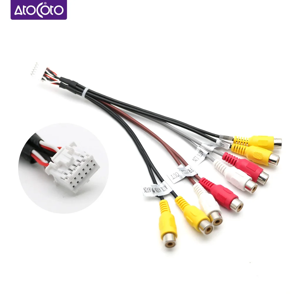 12 Pin Universal RCA Output Wire Harness CCD AUX AV IN Out Cable Adapter Wiring Connector Android Radio Car Accessories DIY