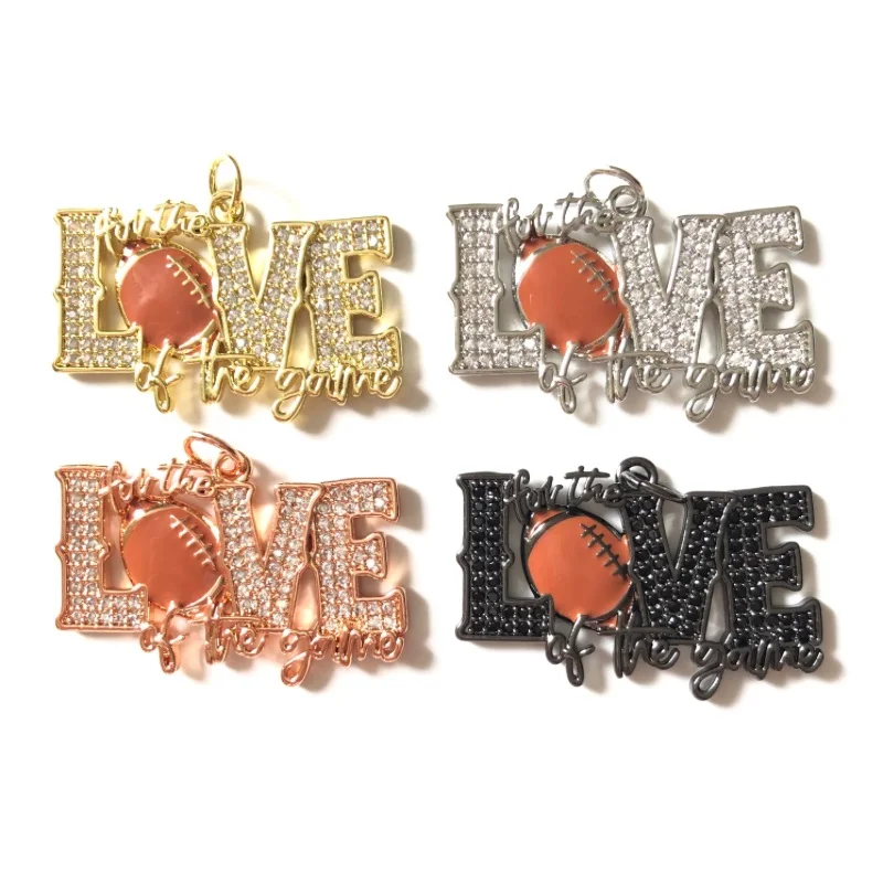 5pcs American Football FOR THE LOVE OF THE GAME Word Charms Pendants for Women Bracelet Necklace Making Girl Jewelry Accessories