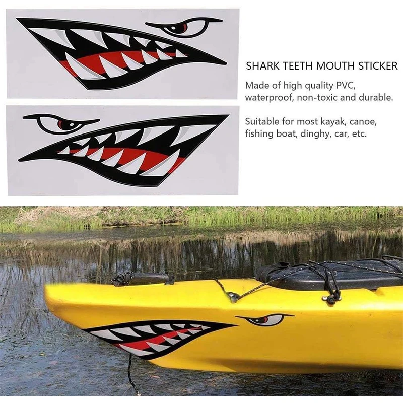 1set 2pcs Car stikers Car Automobiles Body 2025 DIY Stickers Kayak Shark Sticker Waterproof Stickers Decal new Canoe Dinghy Marine Boat