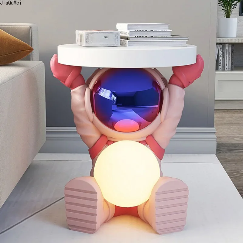 Creative Astronaut Statue, Coffee Table Living Room Furniture, Sofa Side Table Night Light, Bedside Table Resin Room Decoration