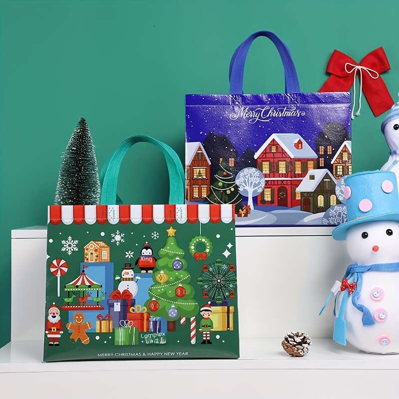Christmas 8pcs/16pcs/20pcs,Festive Christmas Tree Santa Themed, for Holiday Gifts, Party Favors Shopping, 12.6*9.84*6.69inch,