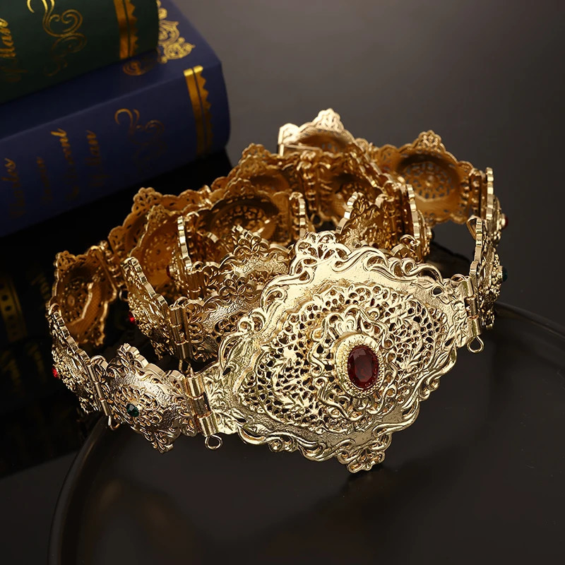 Golden Algerian Womens Belt Moroccan Abaya Bridal Jewelry Traditional Arabic Waist Chain Gift 241108