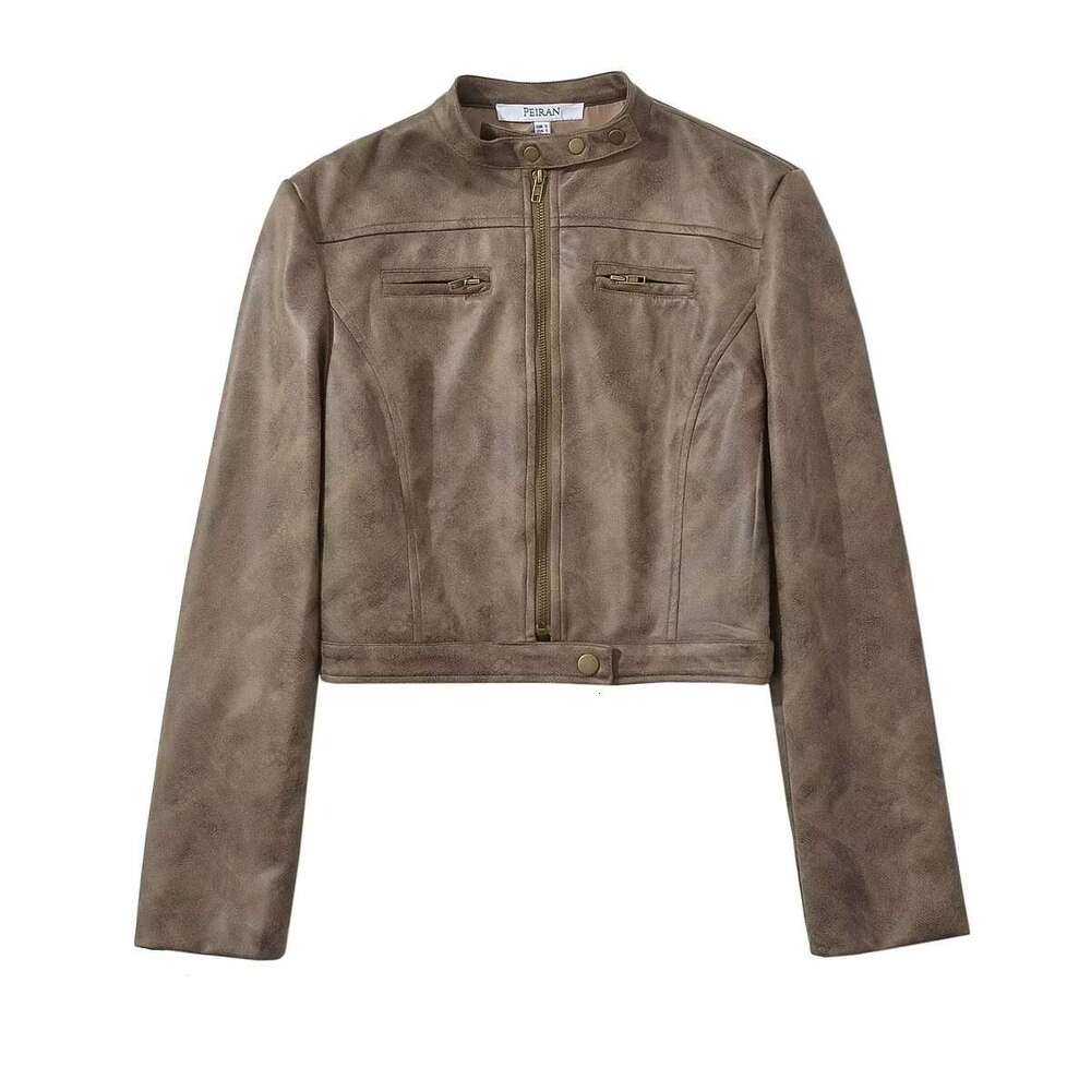 shanshi leather jacket women Autumn New Style Women's Pocket Making Used Motorcycle Jacket Leather Coat Women