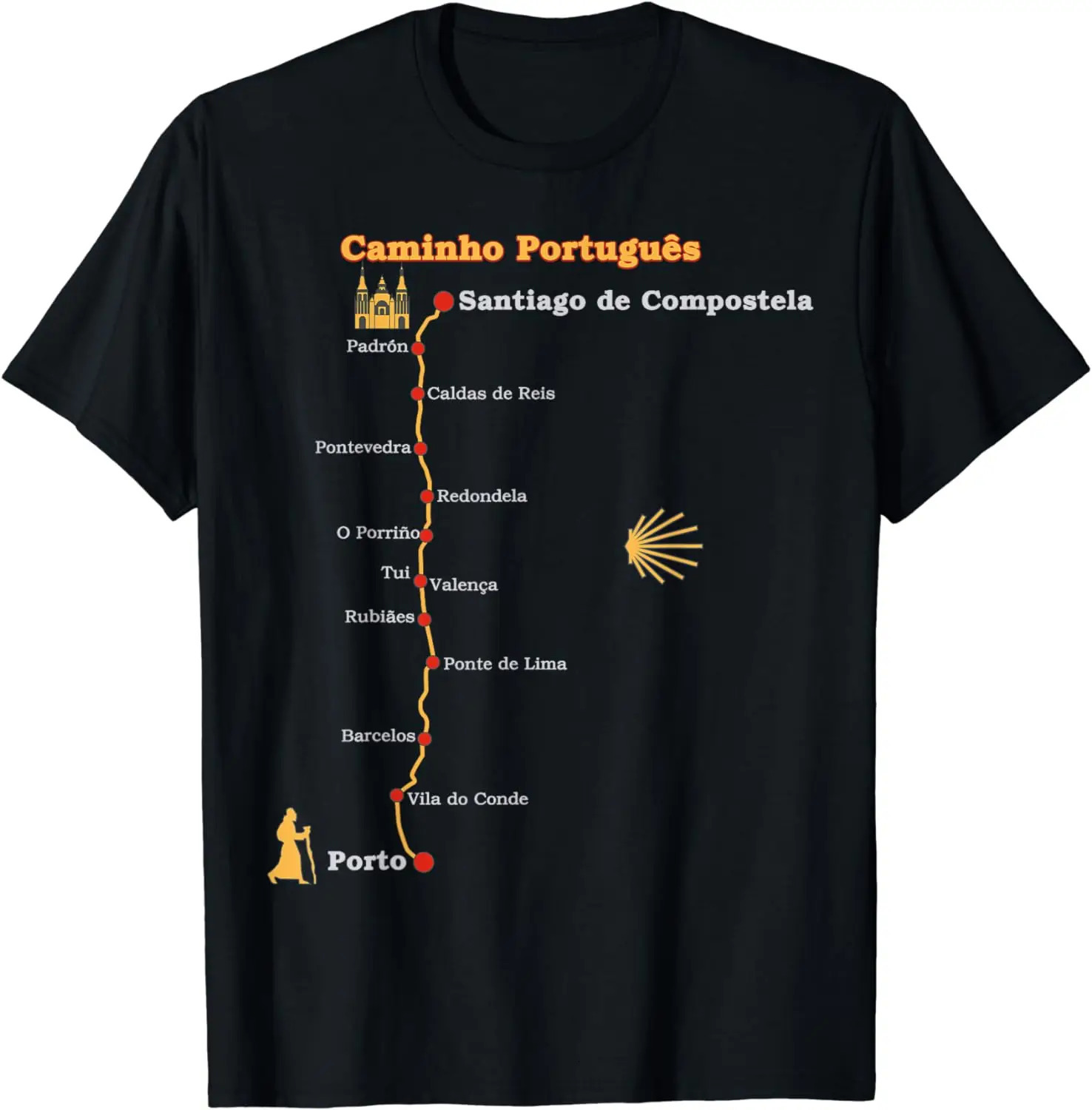 Route Caminho Santiago Camino Portugues TShirt 240409