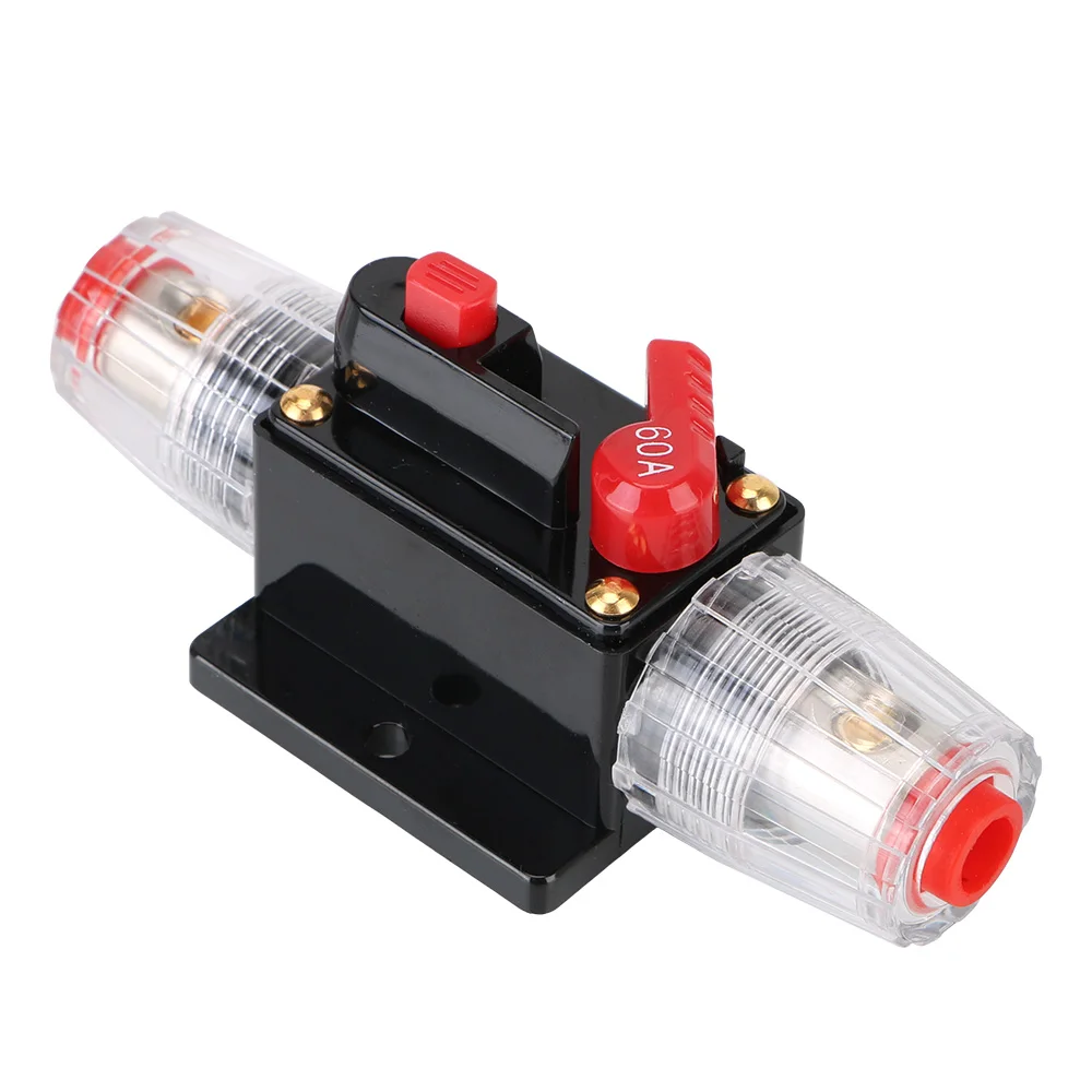 Fuse Holder Stereo Amplifier Refit Fuse Adapter 12V/24V Car Truck Audio Amplifier 60A 100A Resettable Insurance Circuit Breaker