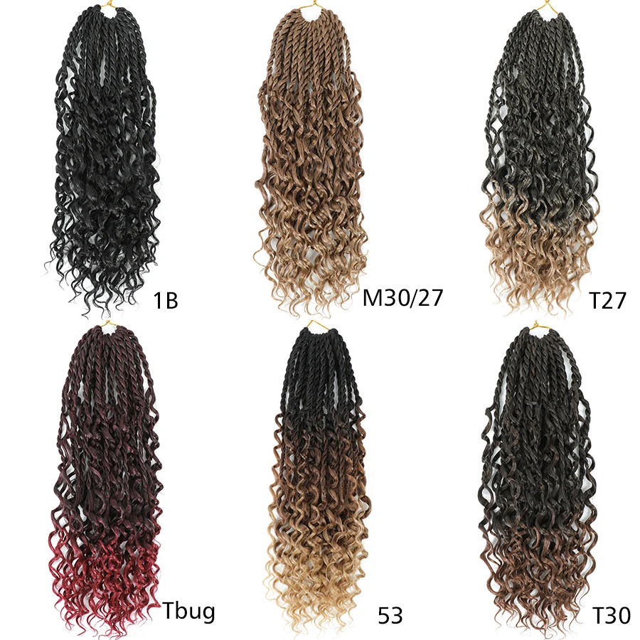TOMO Senegalese Twist Crochet Hair Curly Ends Synthetic Crochet Braids for Women Ombre Pre-looped Braiding Hair Extensions