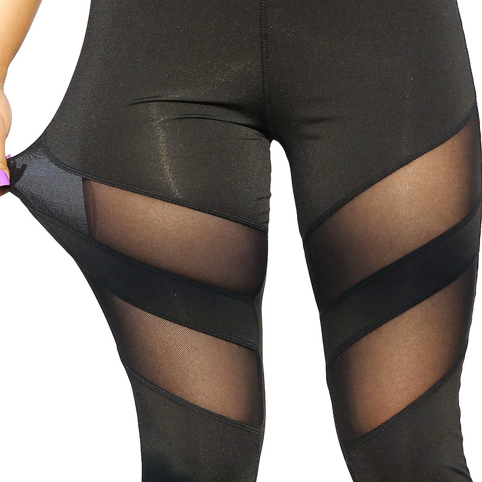 hot sale Mesh Patchwork Sport Leggings Women Gym Push Up Yoga Pants High Waist Tights Pants Solid Sports Wear For Women Big Size S-xl