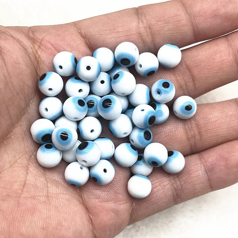 New 6/8/10mm Blue/White Glass Beads Evil Eye Beads for Jewelry Making DIY Handmade Bracelets Necklace