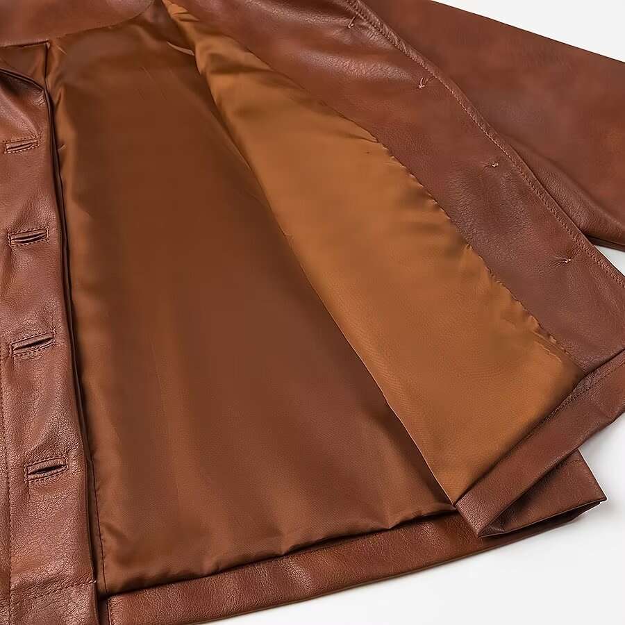 shanshi leather jacket women autumn fashion new item brown temperament long sleeved PU women's leather jacket