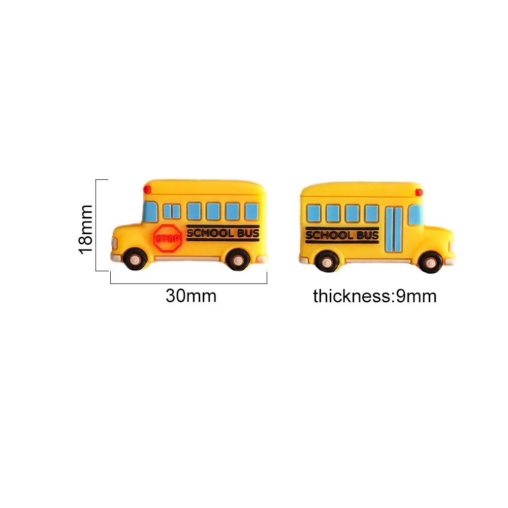 Chenkai 10pcs School Bus Shaped Beads Baby Silicone Teething BPA Free Infant Chewable Dummy Necklace Pacifier Toy Accessories